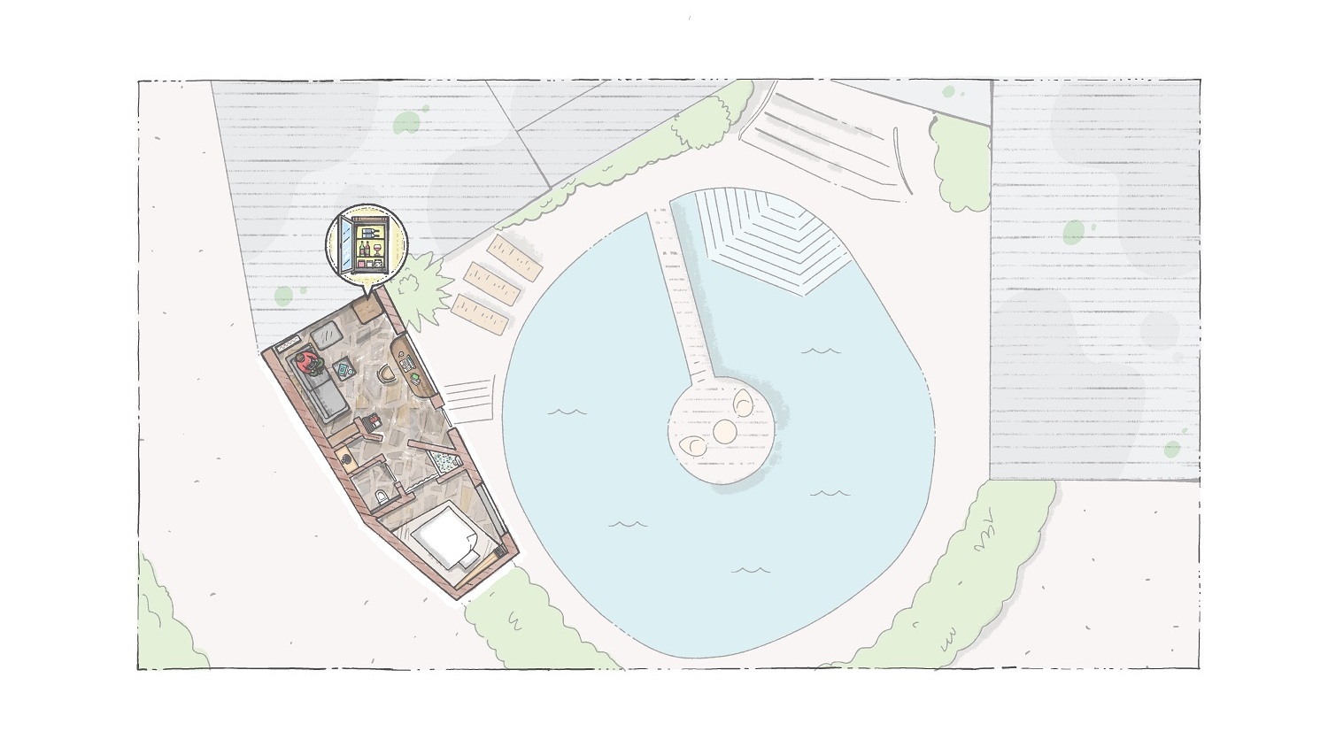 Grundriss Pool-Zimmer