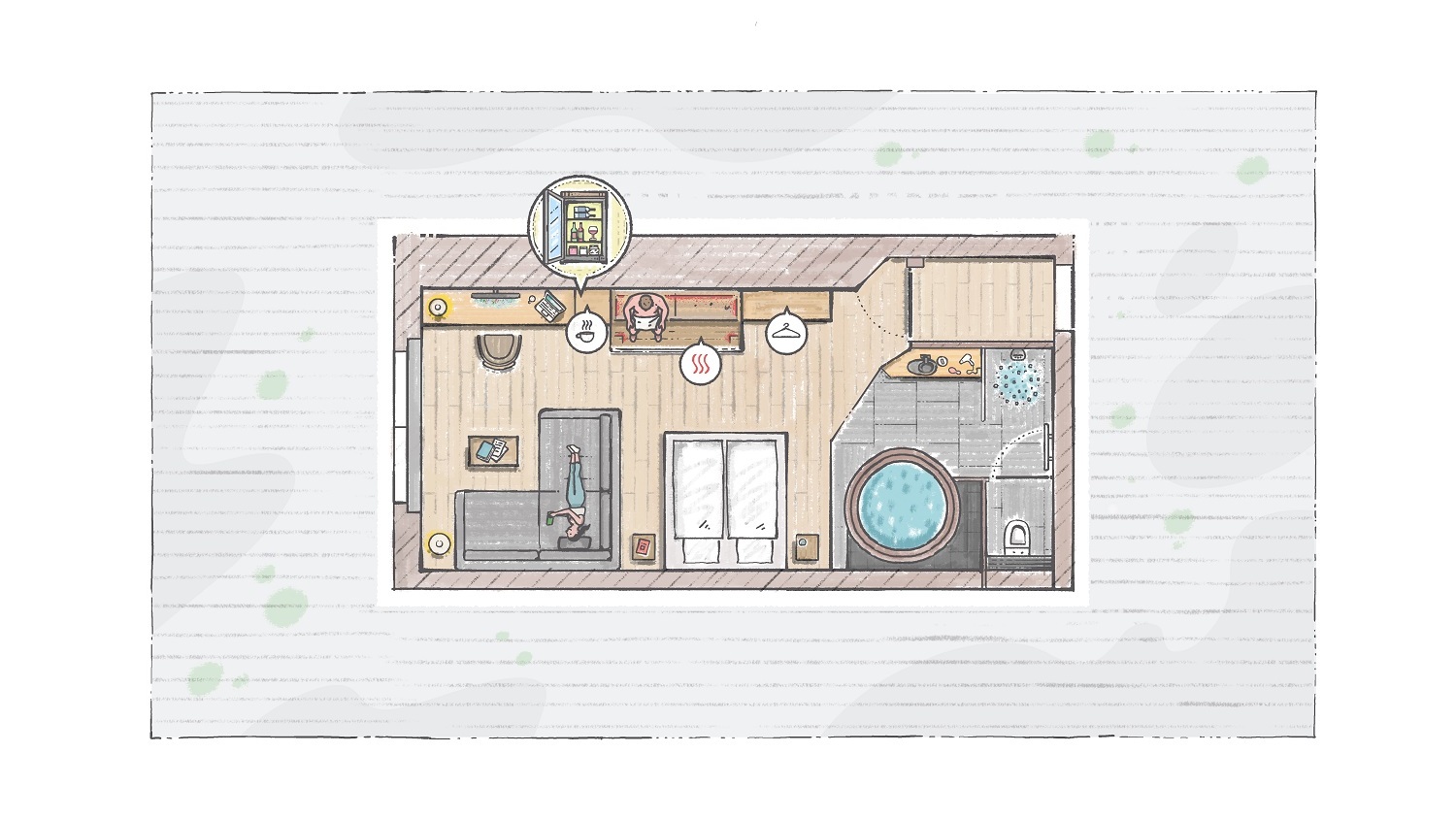 Grundriss Wellness-Wohnstube 1Raum