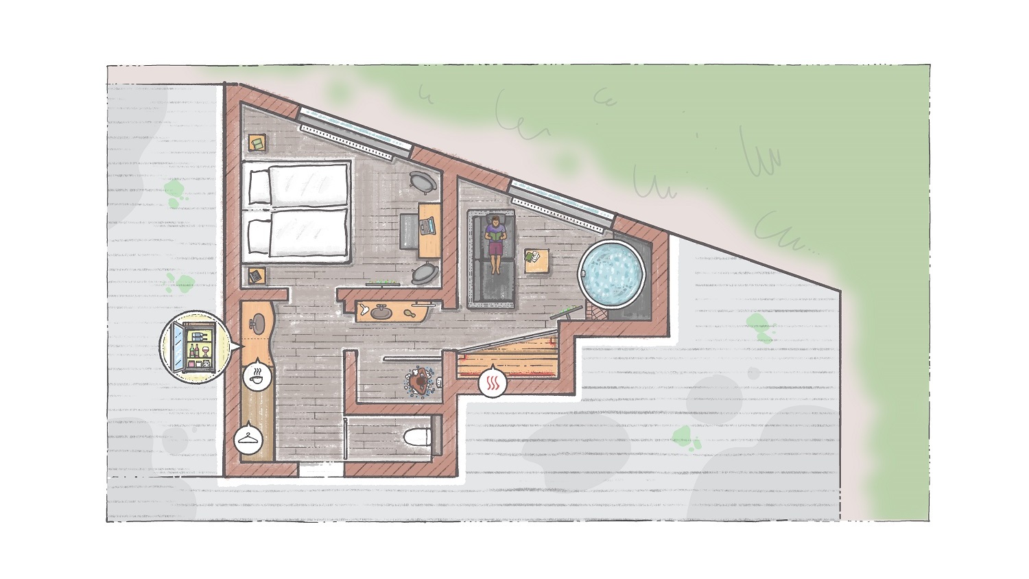 Grundriss Wellness-Wohnstube 2Raum